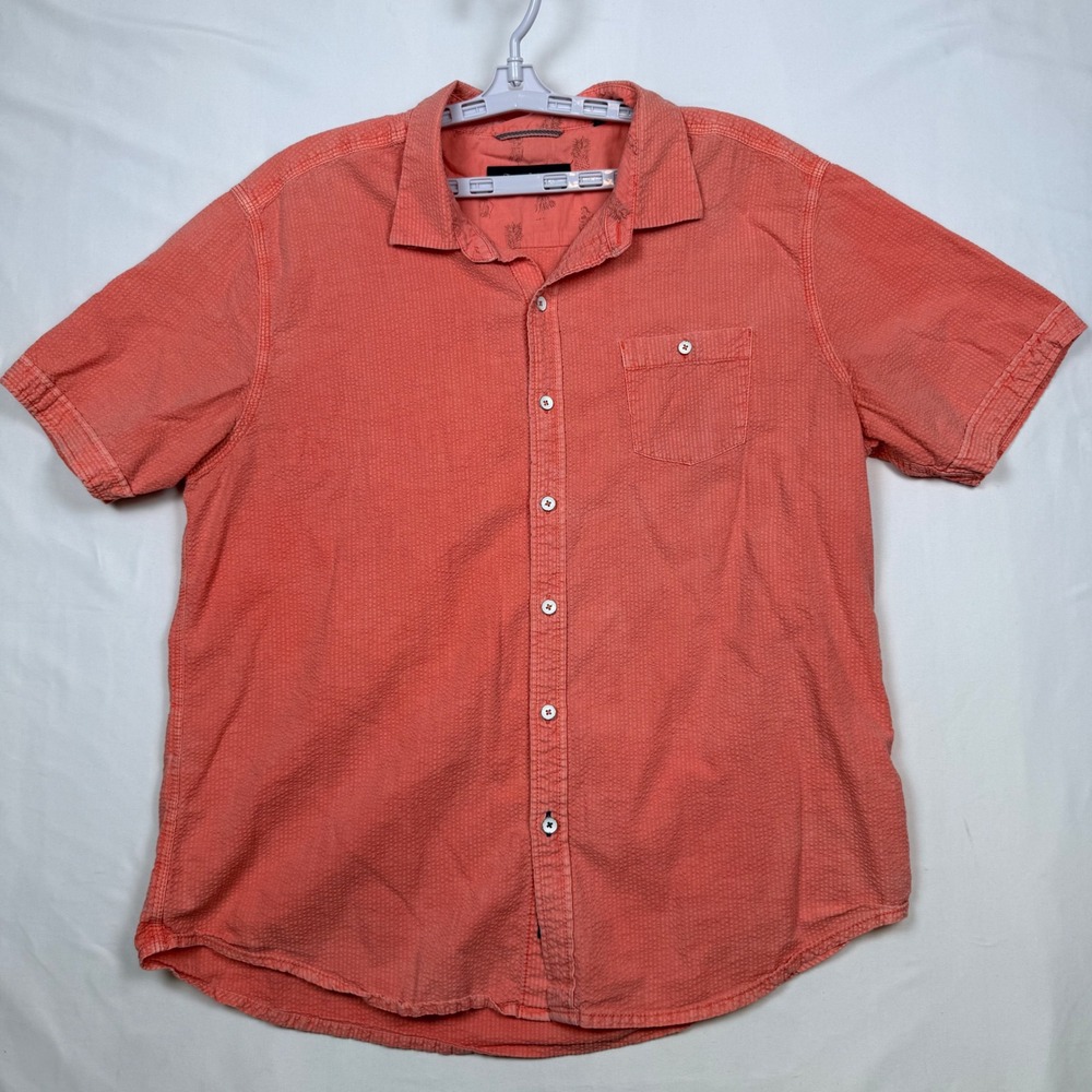 Tommy Bahama XL Coral Seersucker Short Sleeve Button Down Casual Shirt Mens